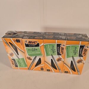 BIC Xtra Life Round Stick Ball Pens Black Set of‎ 96 Pens 8 Boxes of 12 Pens New